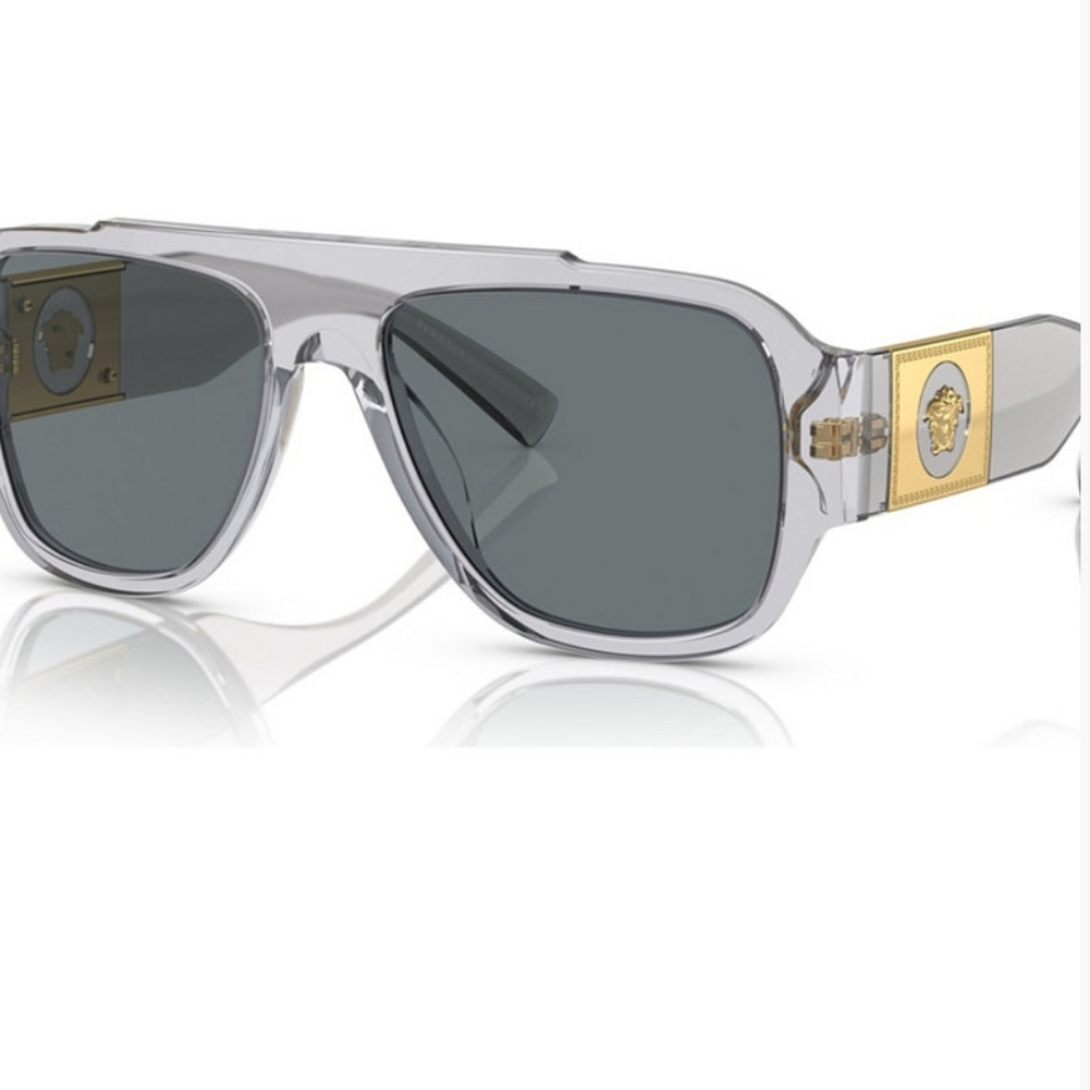 Versace Acrylic Ckear Gray and Gold Men's Sunglasses